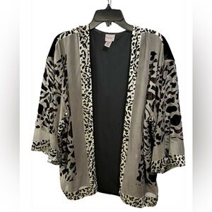Chico’s Easy Wear Animal Print Open Front Velvet Cardigan